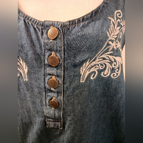 Mississippi River Blues Denim Dress Jumper Midi - Mini Womens 2X 100% Cotton - Picture 4 of 6